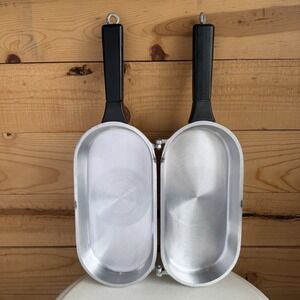 VTG Miracle Maid Cookware G2 Hinged Folding Cast Aluminum Omelet Fish Pan 50s